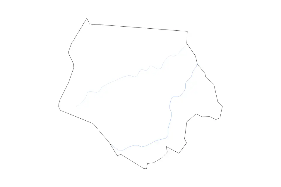 Carte de Ashe, North Carolina de type contour et rivières pour Amérique du Nord, montrant contour et rivières avec des limites nettes.