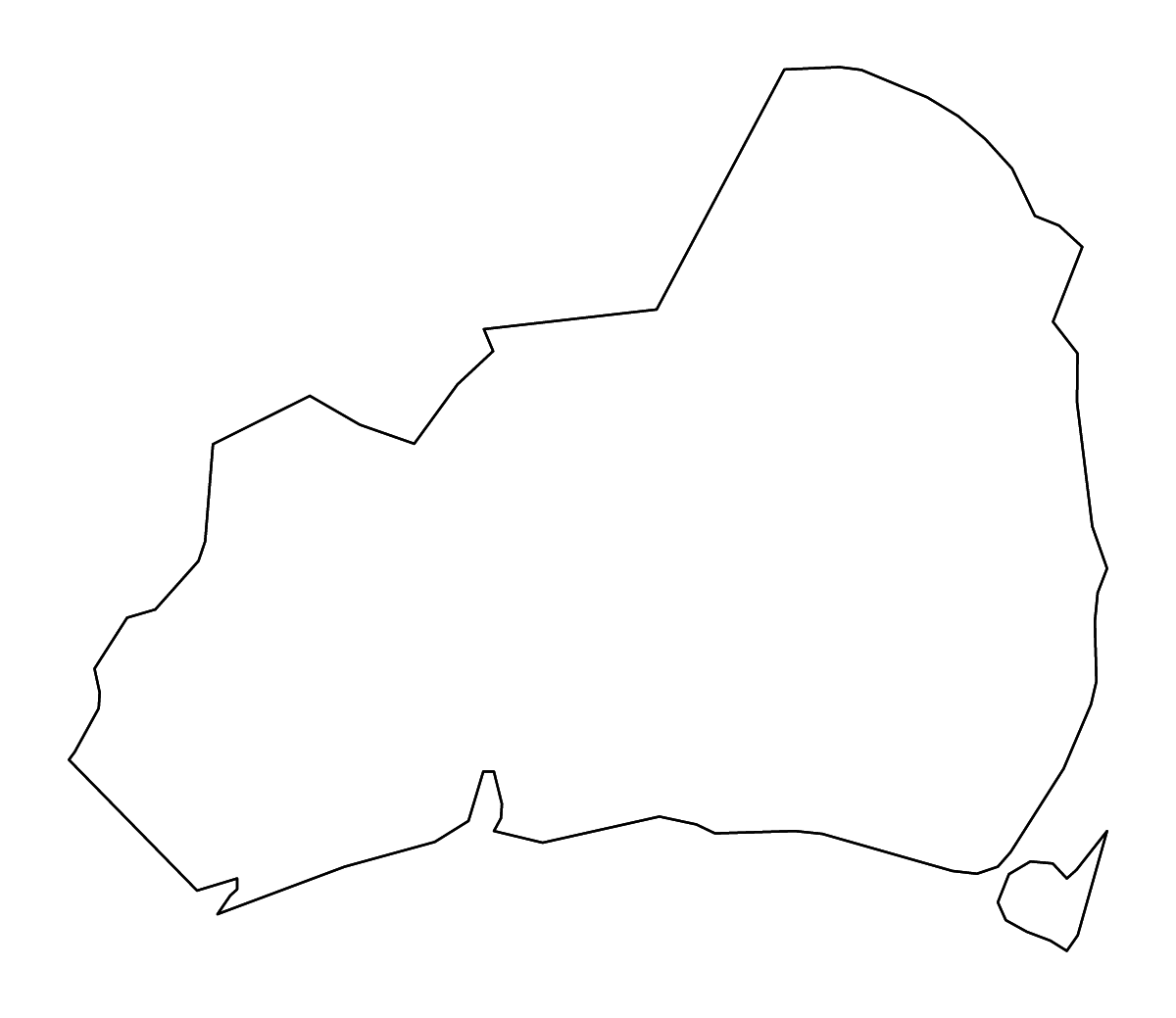 Mapa de contorno de Brunswick, North Carolina con ríos.