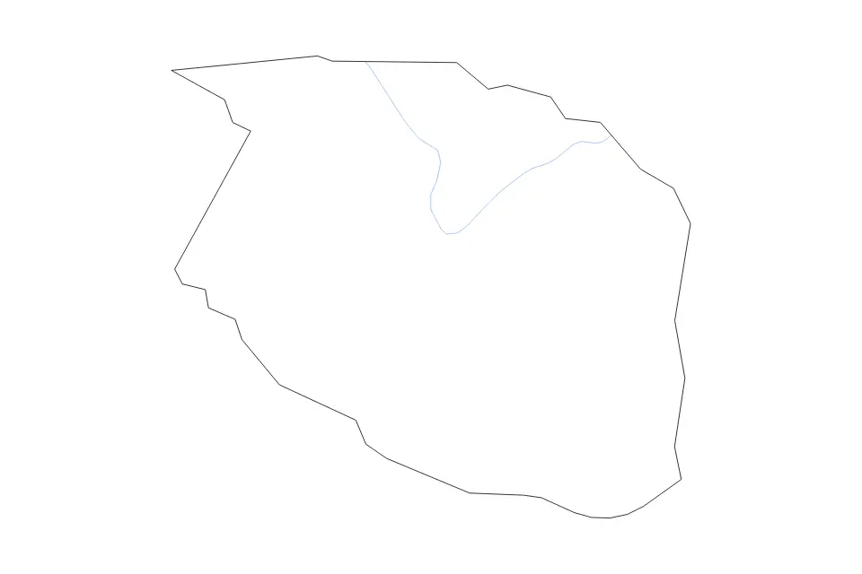 Outline map of Caldwell County, North Carolina with subdivision borders and rivers.