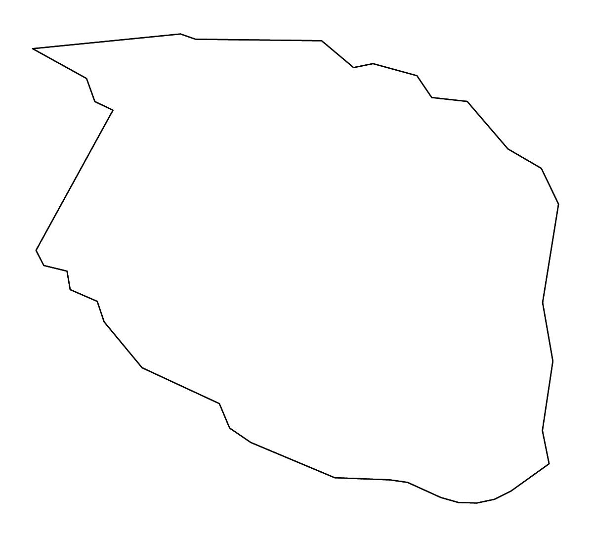 Outline map of Caldwell County, North Carolina with rivers.