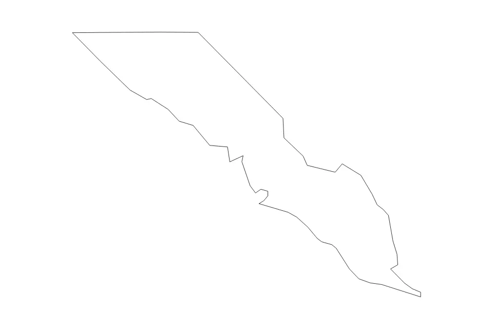 Outline map of Camden County, North Carolina with subdivision borders.
