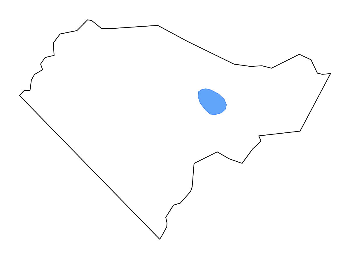Mapa de contorno de Columbus, North Carolina con lagos y ríos.