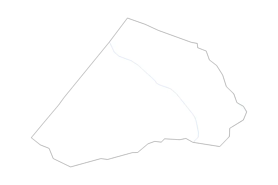 Outline map of Harnett County, North Carolina with subdivision borders and rivers.