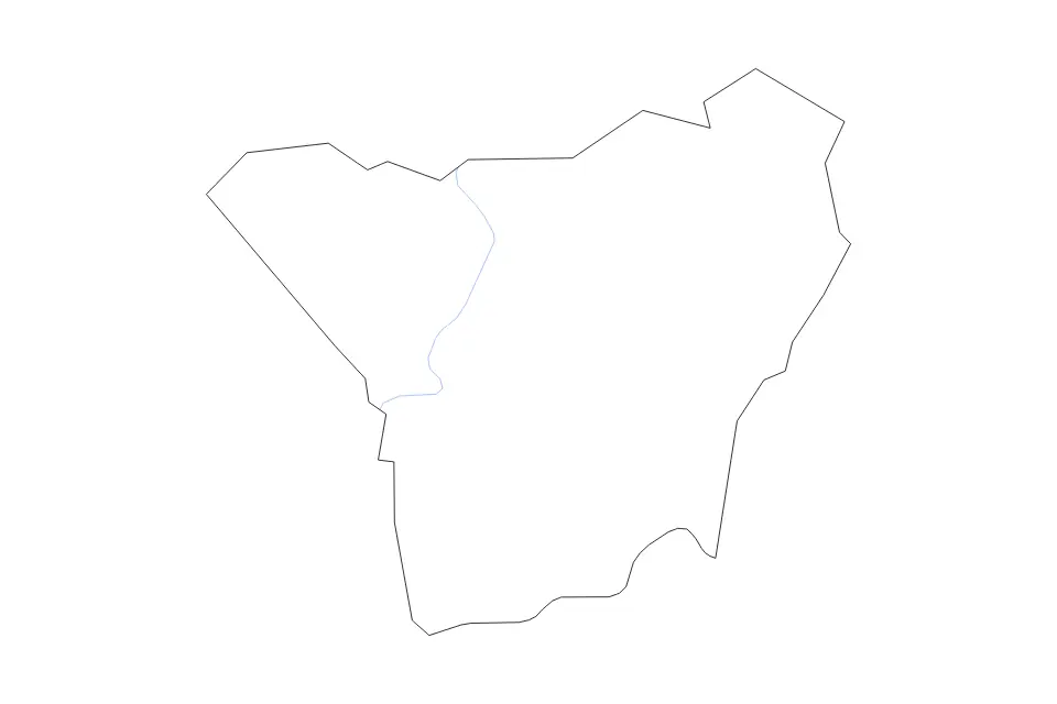 Outline map of Henderson County, North Carolina with subdivision borders and rivers.