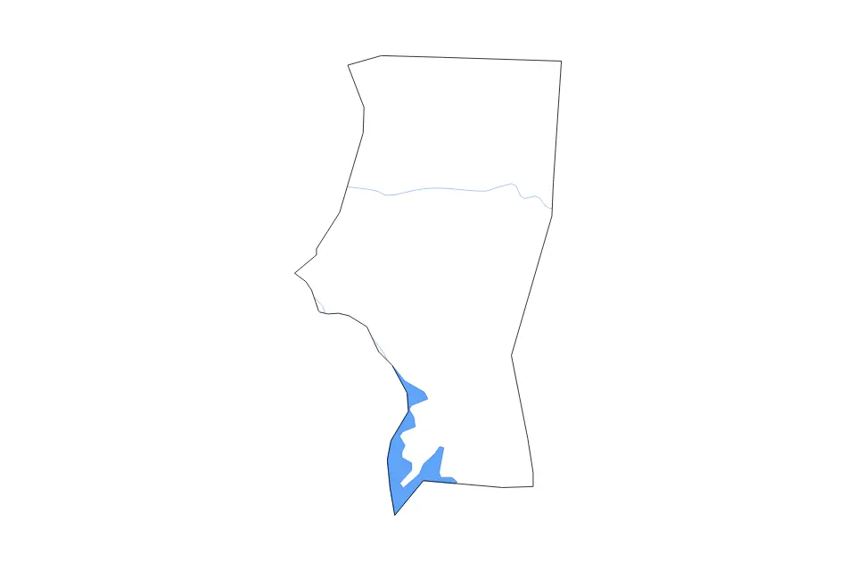 Outline map of Iredell County, North Carolina with subdivision borders and major lakes and rivers.