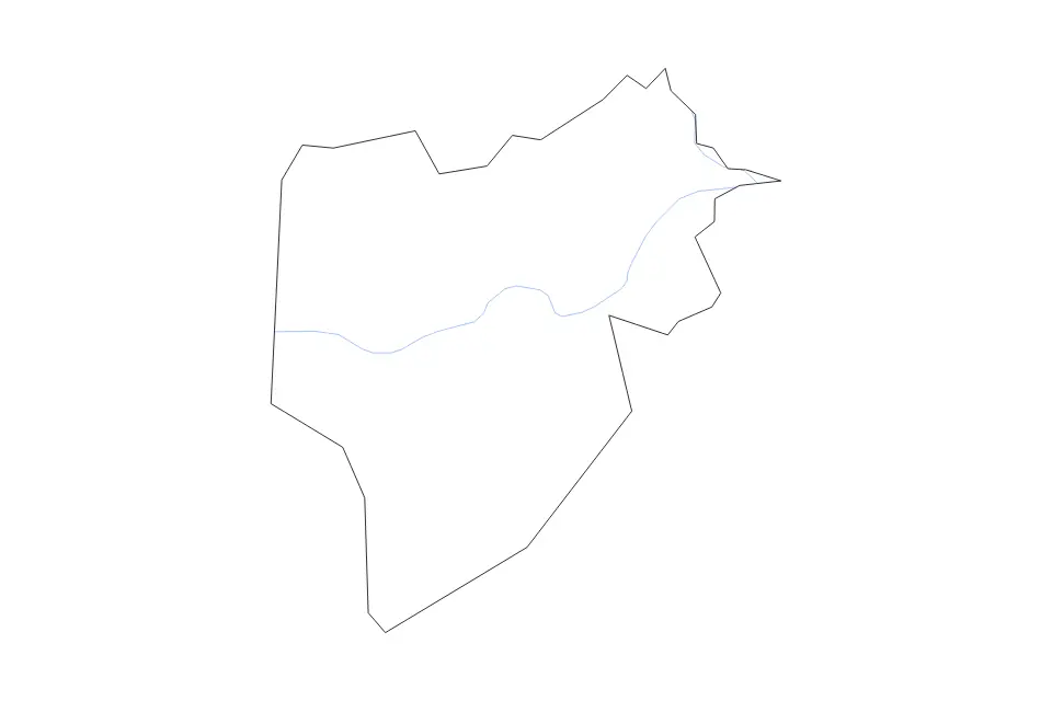 Outline map of Lenoir County, North Carolina with subdivision borders and rivers.