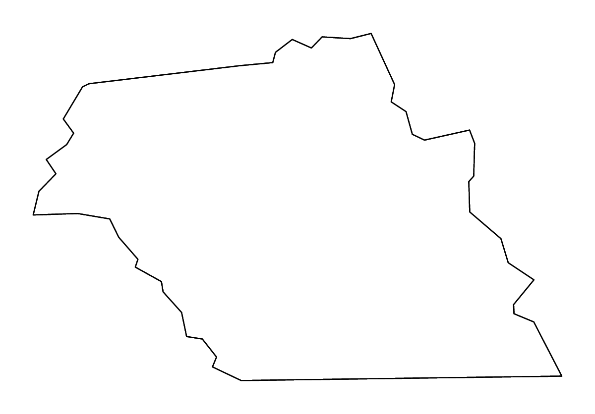 Outline map of Macon County, North Carolina with rivers.