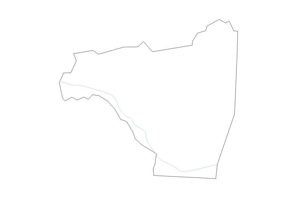 Outline map of Rutherford County, North Carolina with subdivision borders and rivers.