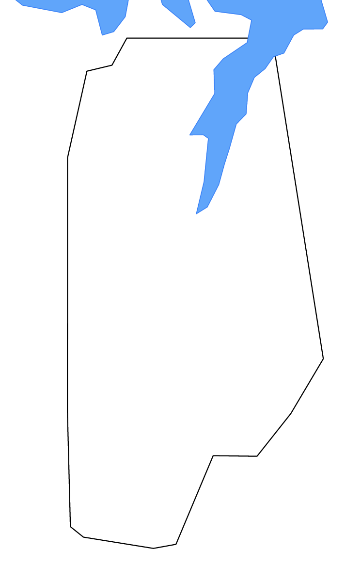 Mapa de contorno de Vance, North Carolina con lagos y ríos.