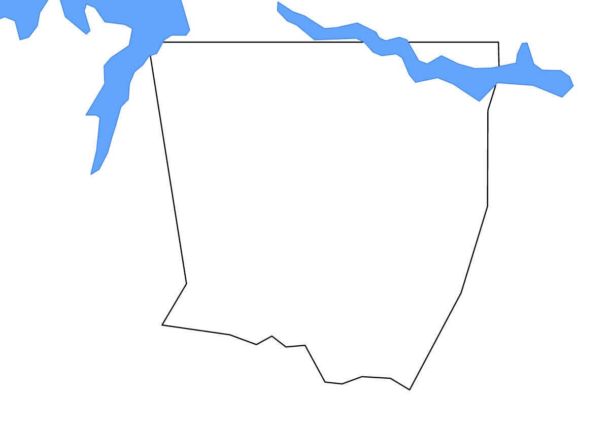 Carte de contour de Warren, North Carolina avec lacs et rivières.