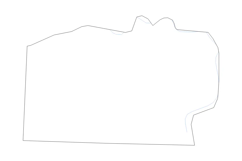 Outline map of Yadkin County, North Carolina with subdivision borders and rivers.