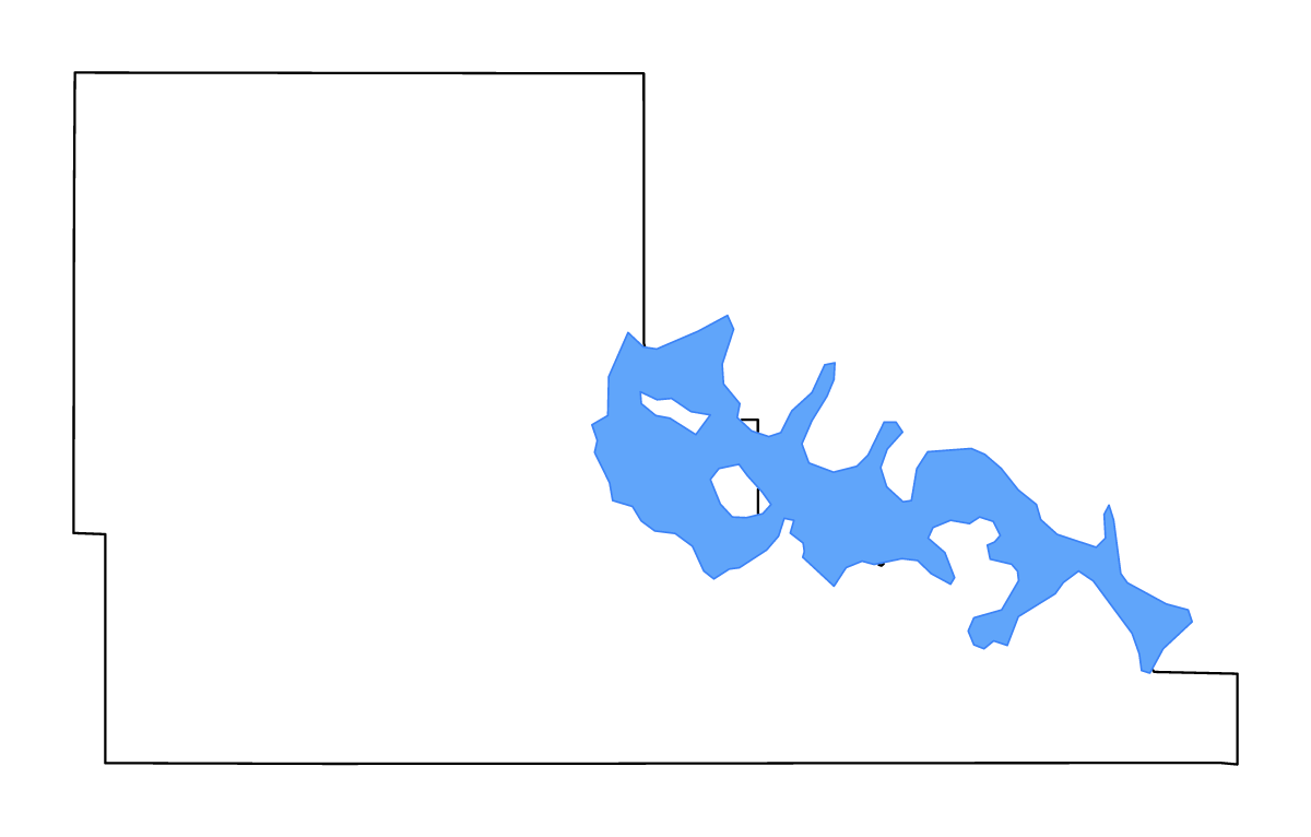Carte de contour de Benson, North Dakota avec lacs et rivières.