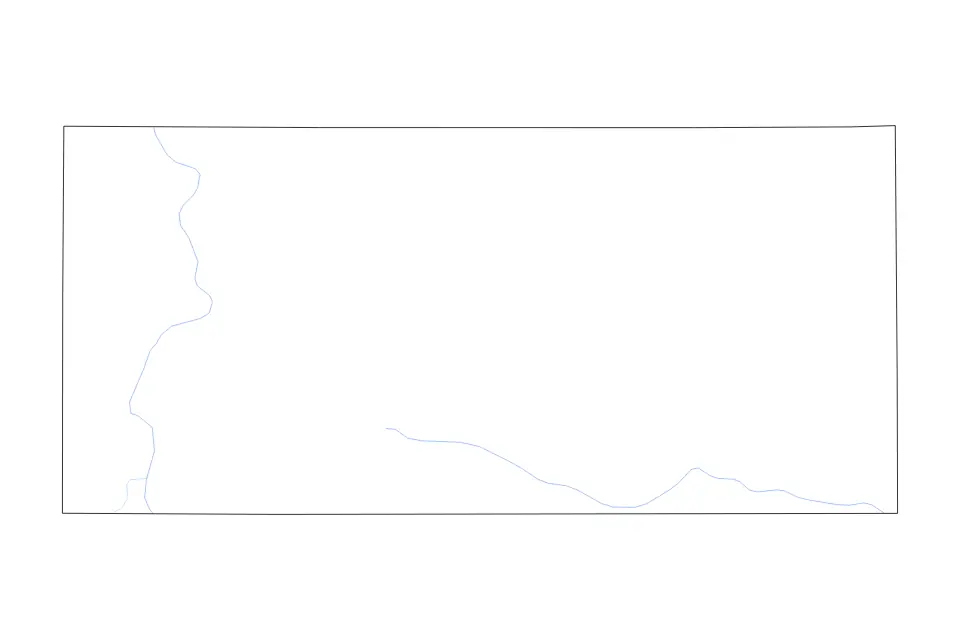 Mapa de Bowman, North Dakota de tipo contorno y ríos para América del Norte, con contorno y ríos con límites limpios.