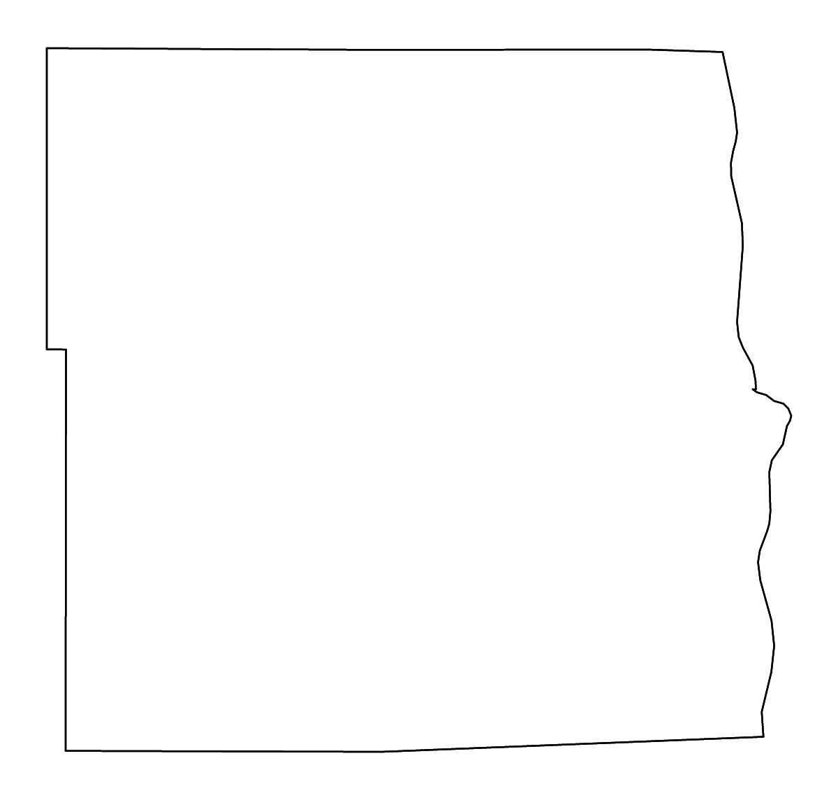 Carte de contour de Cass, North Dakota avec rivières.