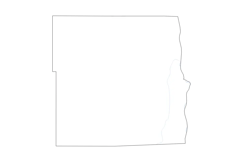 Mapa de Cass, North Dakota de tipo contorno y ríos para América del Norte, con contorno y ríos con límites limpios.