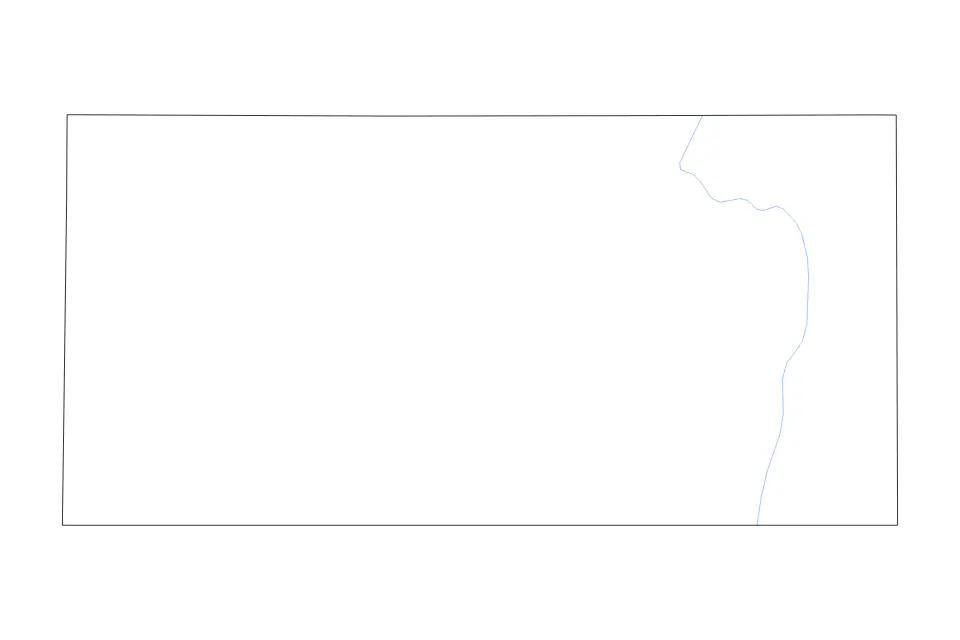 Mapa de Dickey, North Dakota de tipo contorno y ríos para América del Norte, con contorno y ríos con límites limpios.
