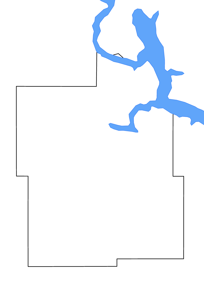 Mapa de contorno de Dunn, North Dakota con lagos y ríos.
