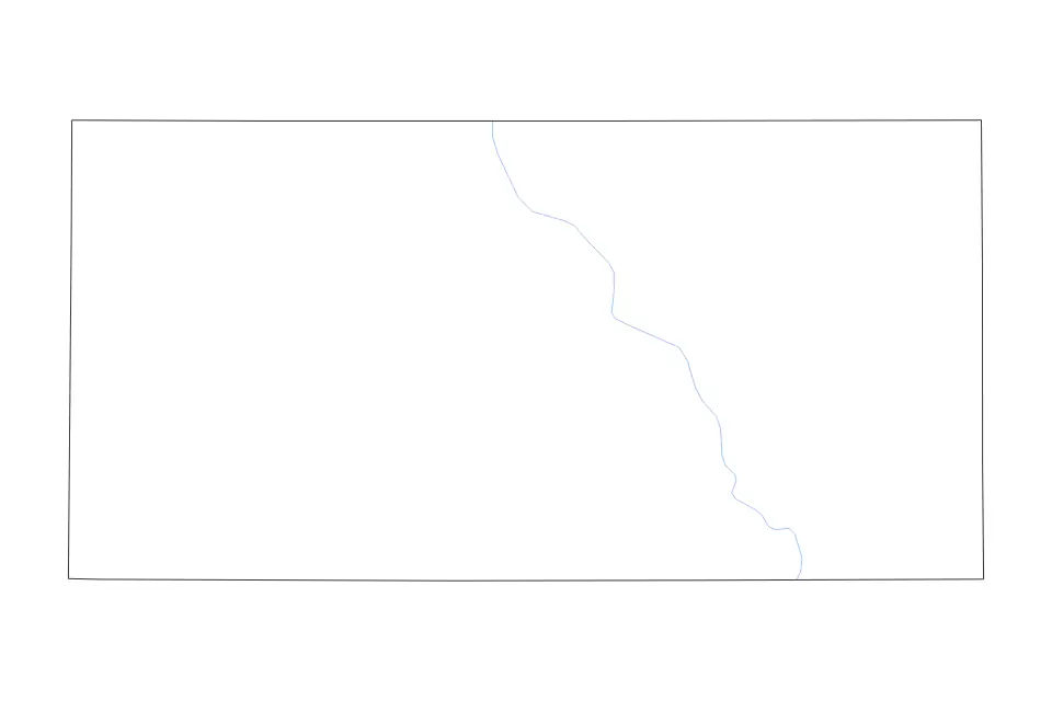 Outline map of LaMoure County, North Dakota with subdivision borders and rivers.