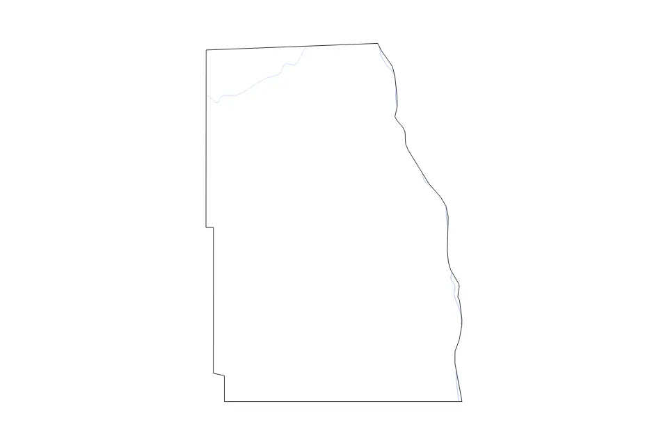 Outline map of Richland County, North Dakota with subdivision borders and rivers.