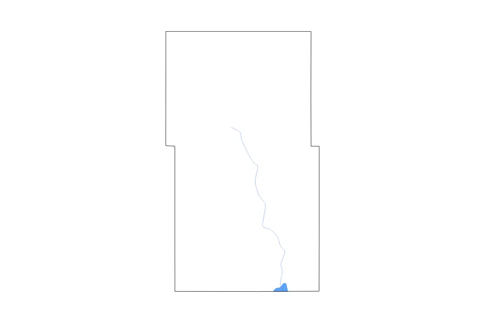 Outline map of Towner County, North Dakota with subdivision borders and major lakes and rivers.
