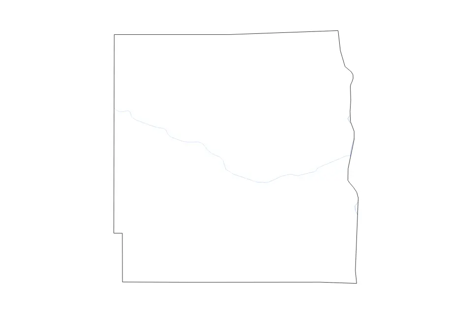 Carte de Traill, North Dakota de type contour et rivières pour Amérique du Nord, montrant contour et rivières avec des limites nettes.