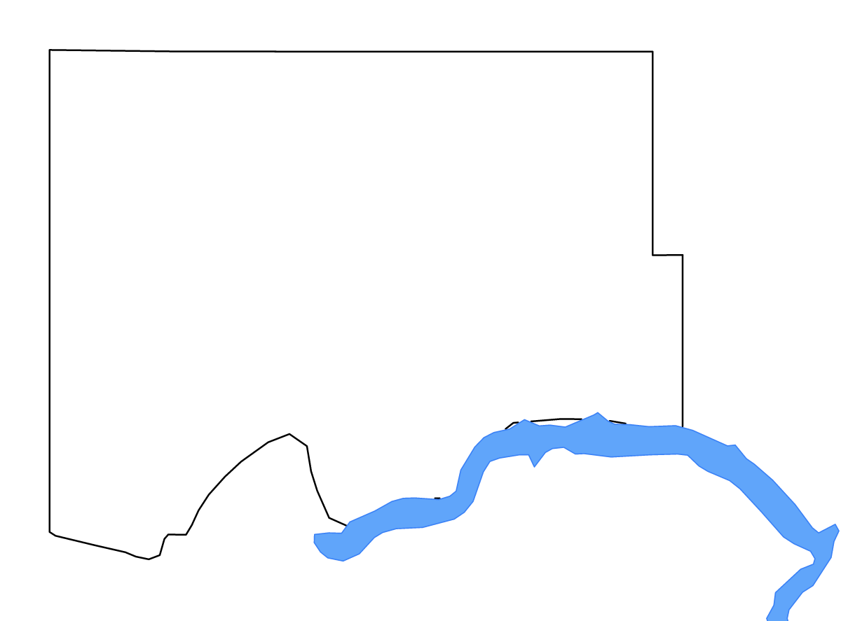 Mapa de contorno de Williams, North Dakota con lagos y ríos.