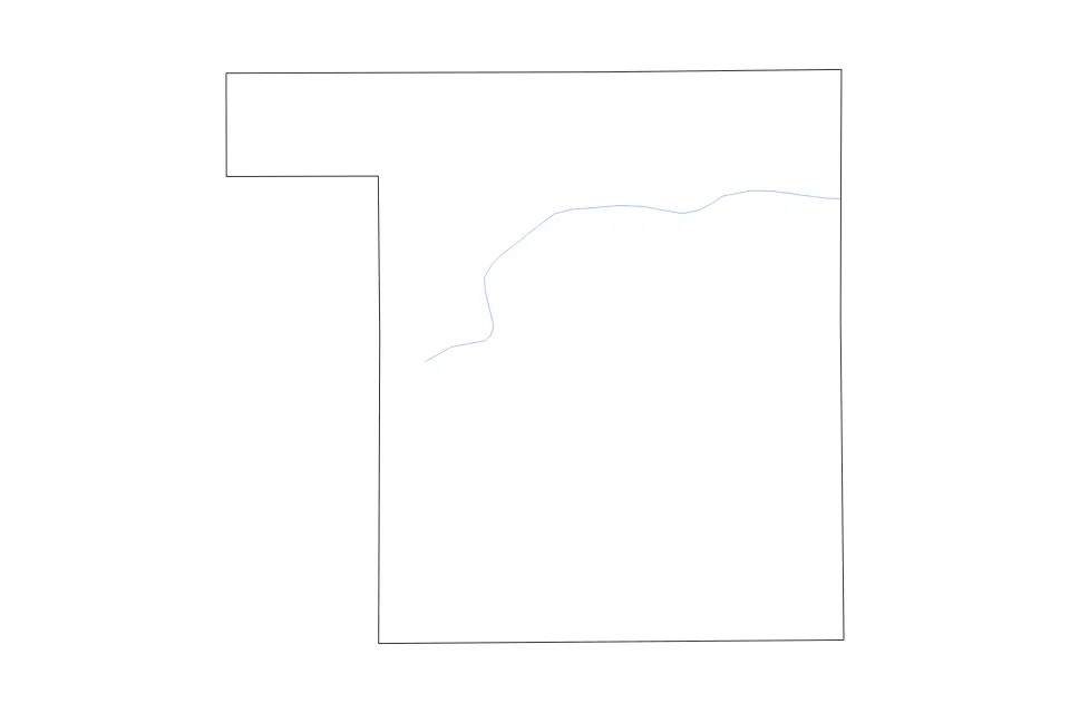 Outline map of Henry County, Ohio with subdivision borders and rivers.