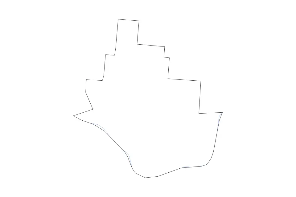 Outline map of Lawrence County, Ohio with subdivision borders and rivers.