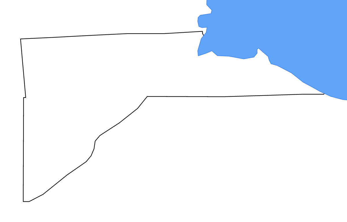 Outline map of Lucas County, Ohio with lakes and rivers.