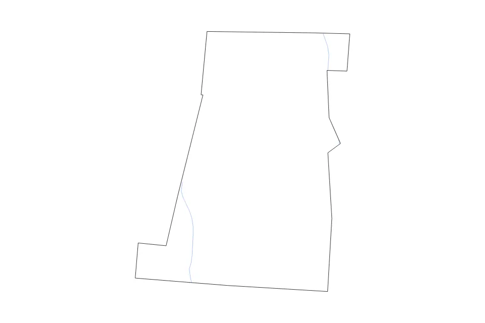 Outline map of Madison County, Ohio with subdivision borders and rivers.