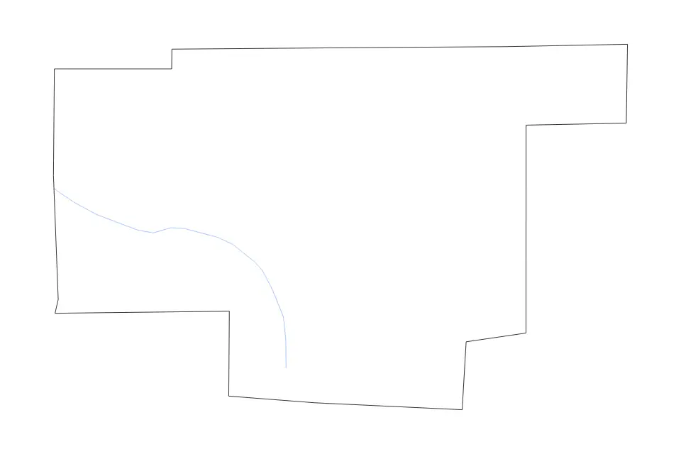 Outline map of Marion County, Ohio with subdivision borders and rivers.
