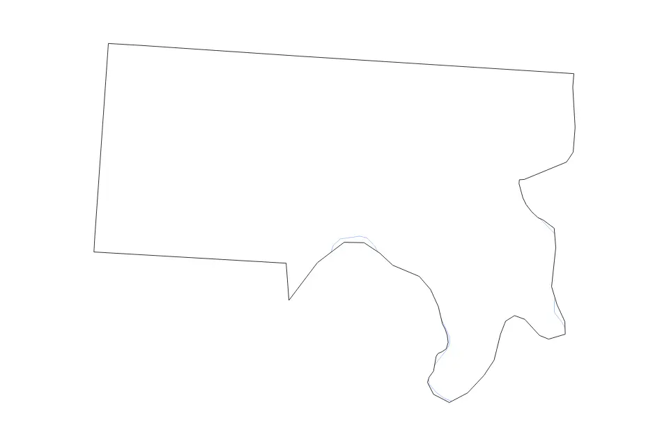 Outline map of Meigs County, Ohio with subdivision borders and rivers.