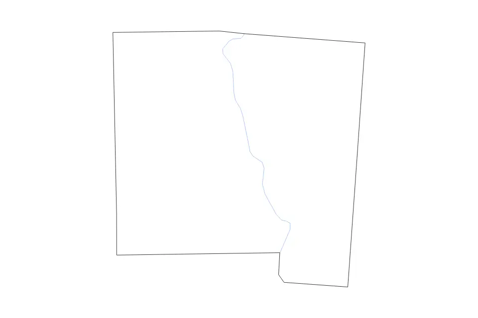 Outline map of Miami County, Ohio with subdivision borders and rivers.
