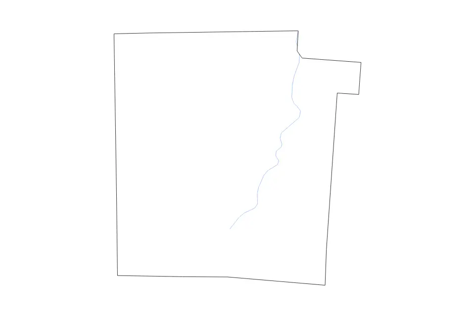 Outline map of Montgomery County, Ohio with subdivision borders and rivers.