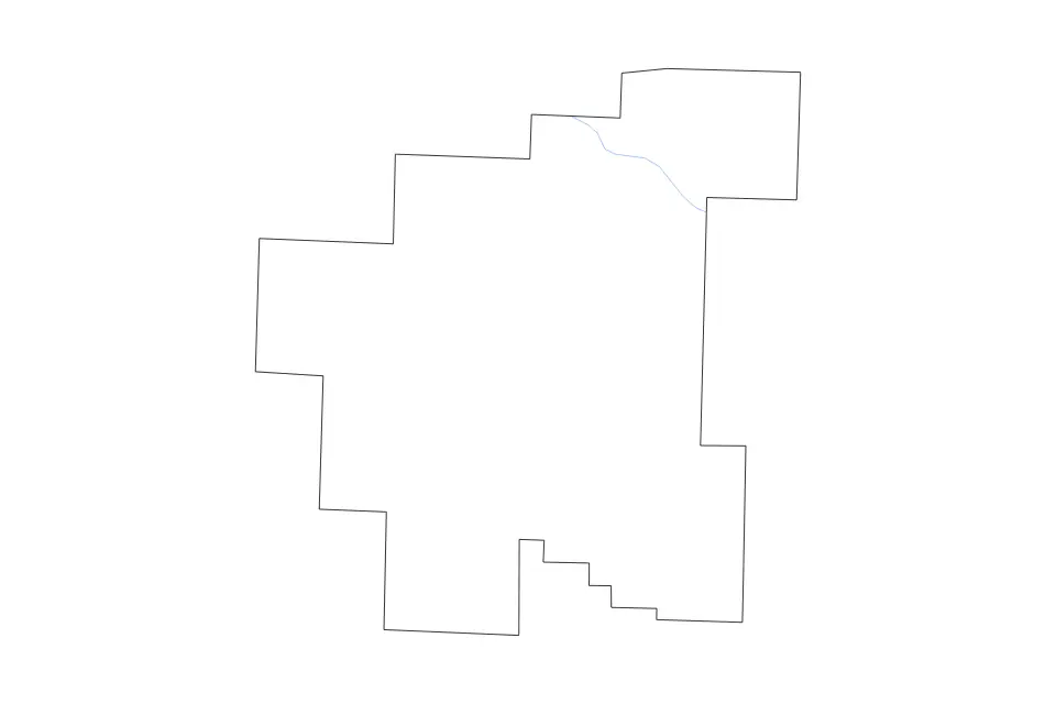 Outline map of Noble County, Ohio with subdivision borders and rivers.