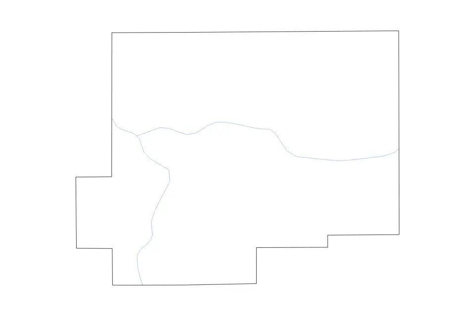 Outline map of Putnam County, Ohio with subdivision borders and rivers.