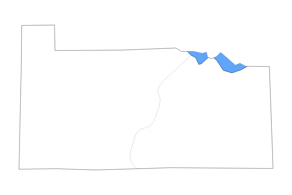 Outline map of Sandusky County, Ohio with subdivision borders and major lakes and rivers.