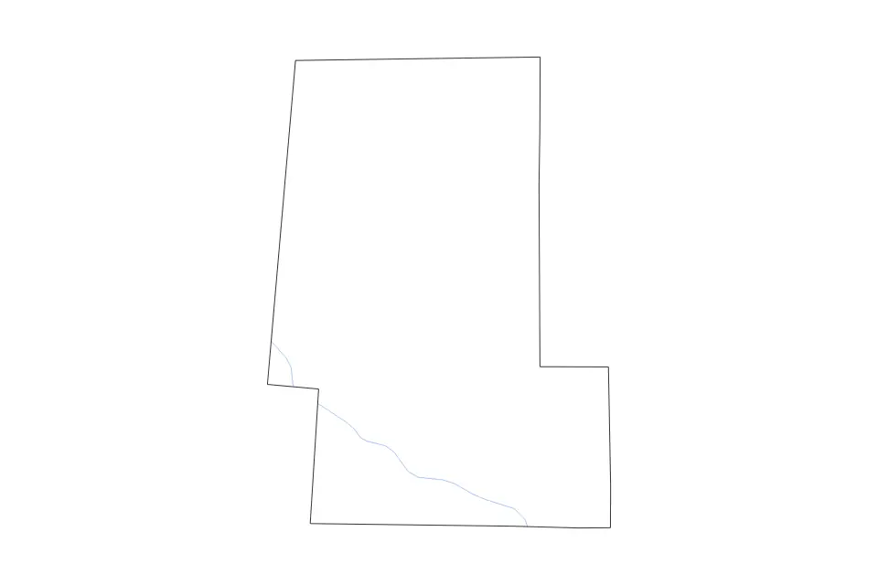 Outline map of Union County, Ohio with subdivision borders and rivers.