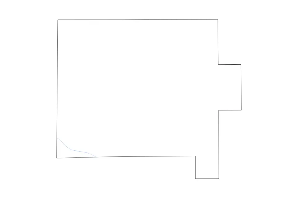 Outline map of Van Wert County, Ohio with subdivision borders and rivers.