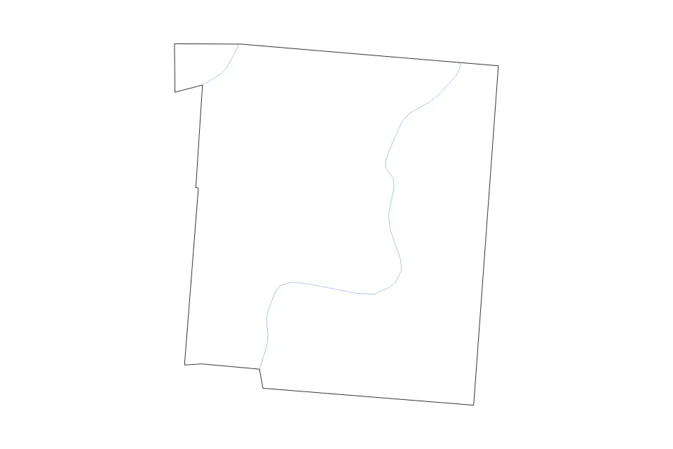 Outline map of Warren County, Ohio with subdivision borders and rivers.