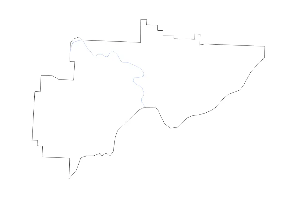Outline map of Washington County, Ohio with subdivision borders and rivers.