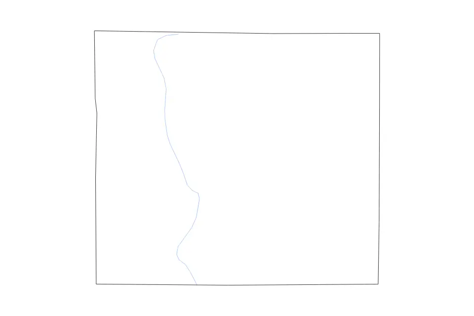Outline map of Wayne County, Ohio with subdivision borders and rivers.