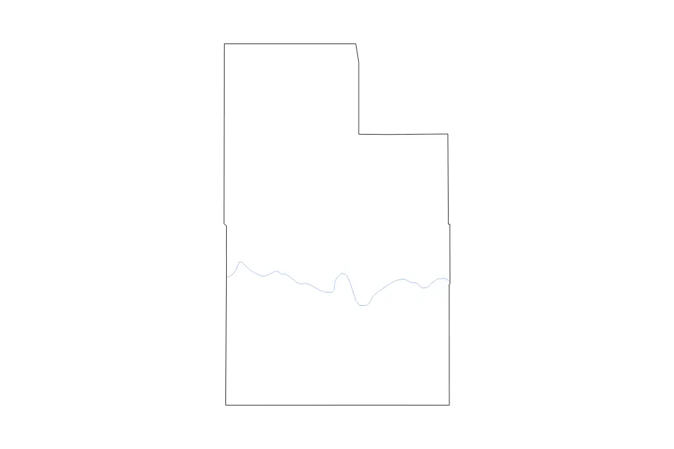 Outline map of Caddo County, Oklahoma with subdivision borders and rivers.