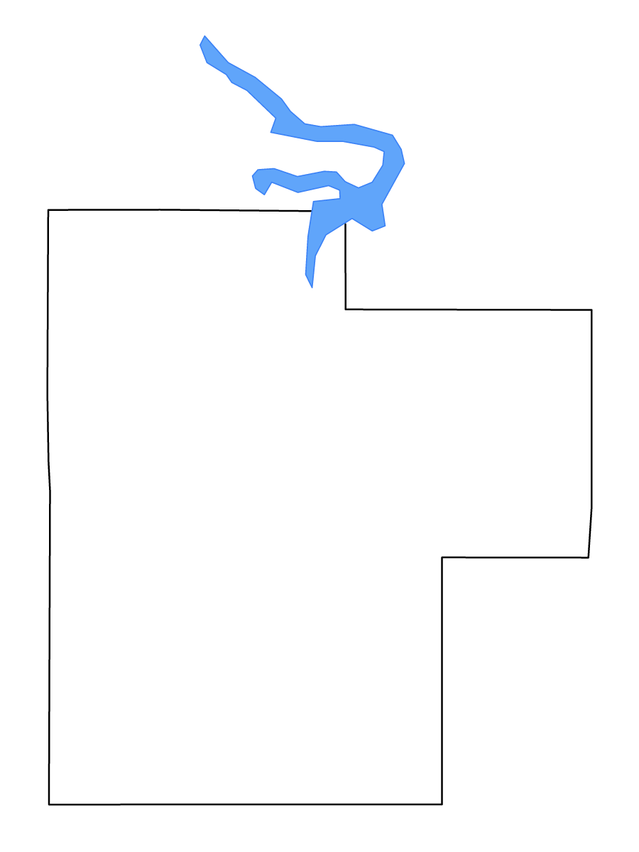 Mapa de contorno de Creek, Oklahoma con lagos y ríos.