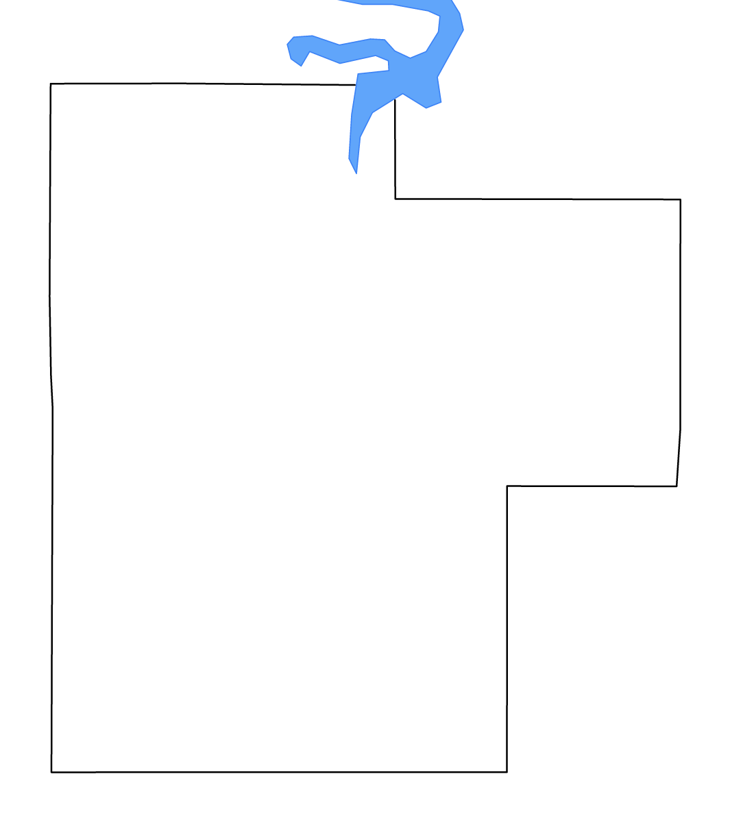 Carte de contour de Creek, Oklahoma avec lacs et rivières.
