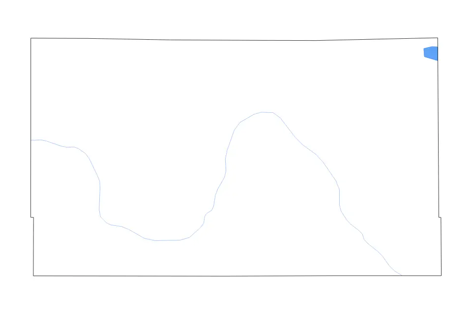 Outline map of Dewey County, Oklahoma with subdivision borders and major lakes and rivers.