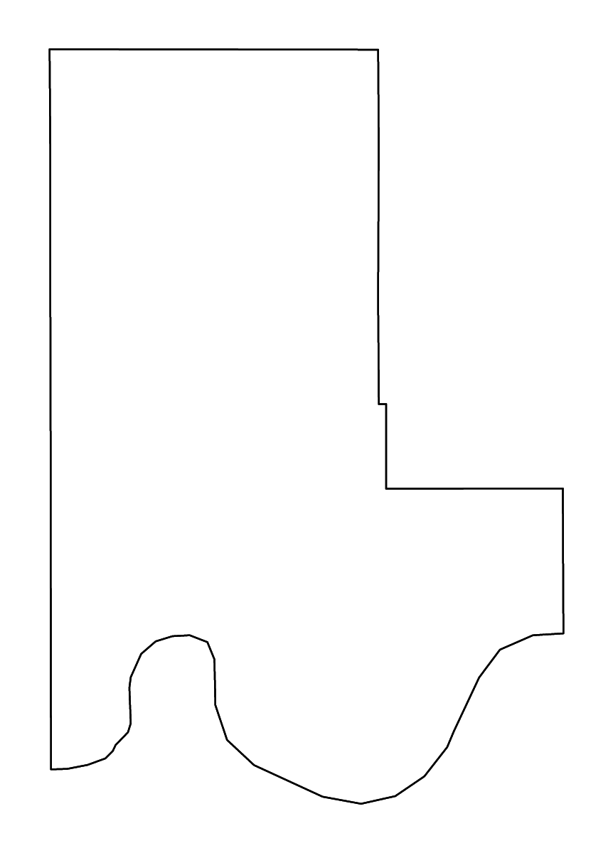 Outline map of Ellis County, Oklahoma with rivers.