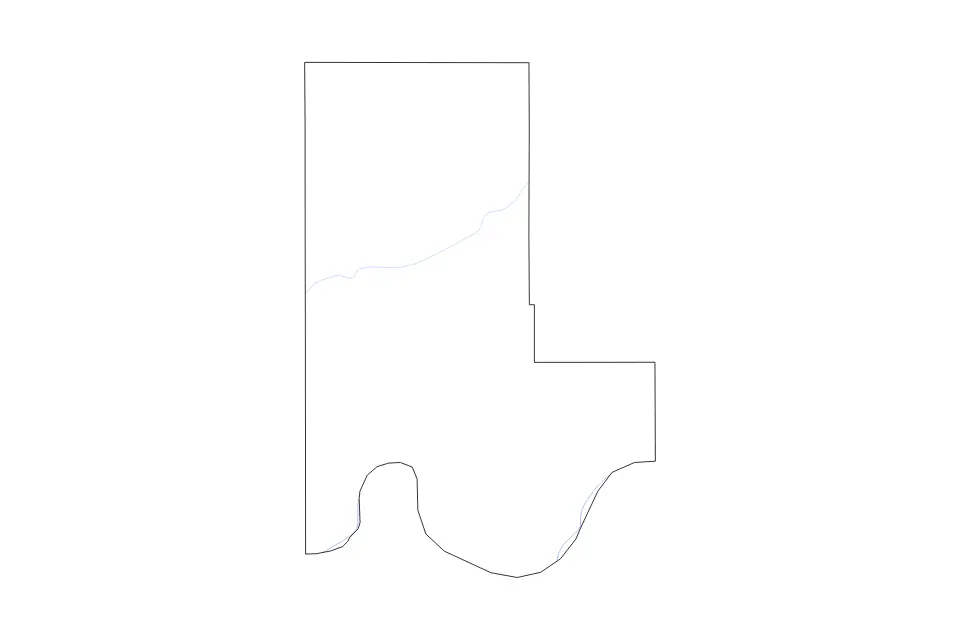 Outline map of Ellis County, Oklahoma with subdivision borders and rivers.