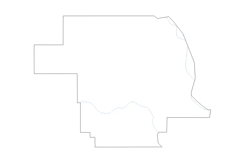 Outline map of Greer County, Oklahoma with subdivision borders and rivers.