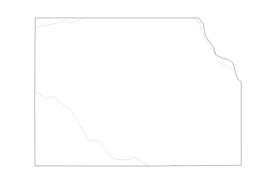Carte de Harper, Oklahoma de type contour et rivières pour Amérique du Nord, montrant contour et rivières avec des limites nettes.